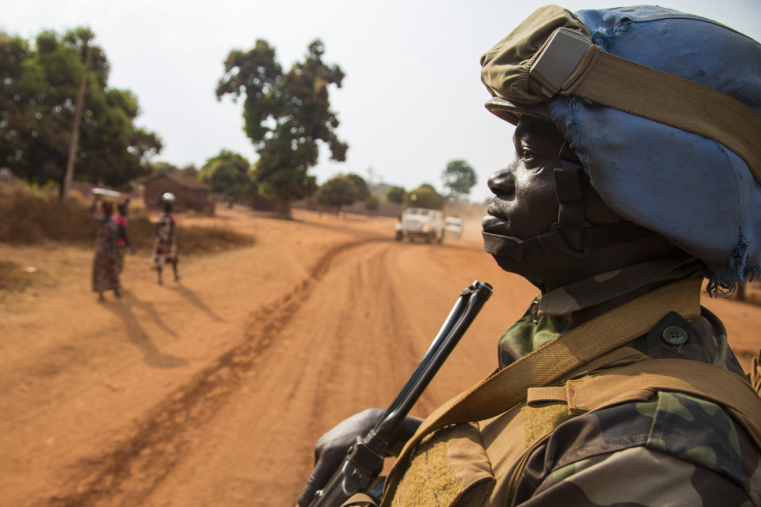 A U.N. peacekeeper patrols Bria.