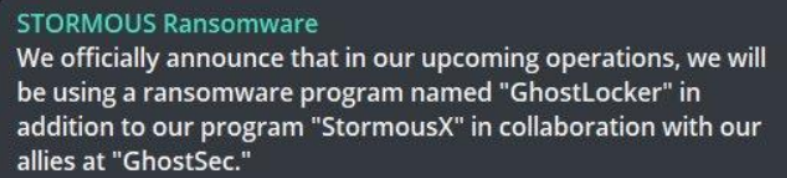 Stormous announcing they are going to use GhostLocker 