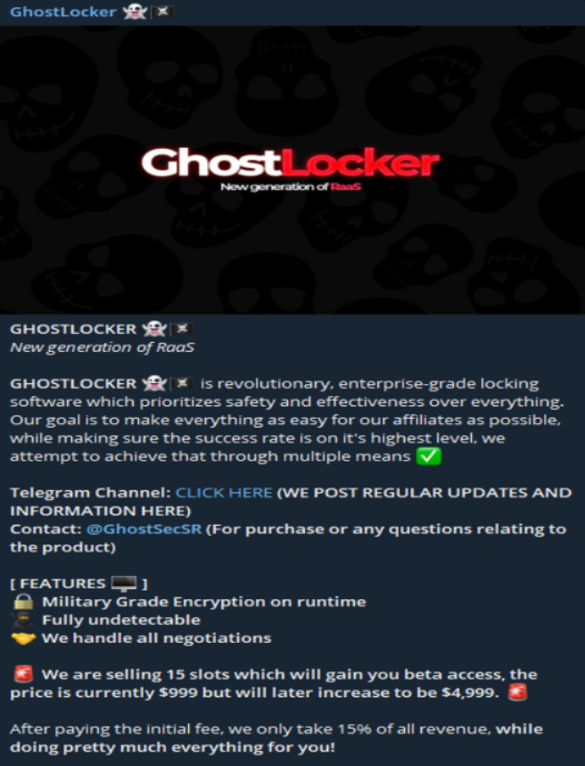 GhostLocker official Telegram channel 