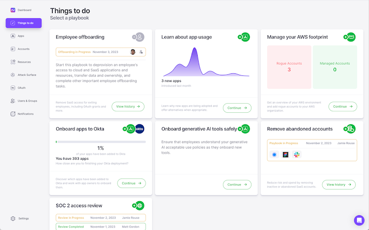 Playbooks automate common SaaS administration tasks