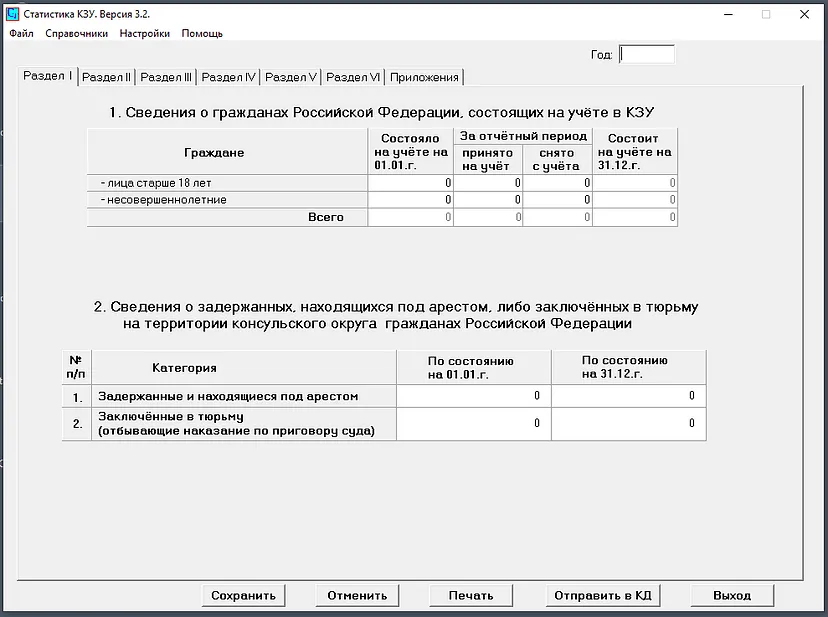 The main window of the Statistika KZU GUI
