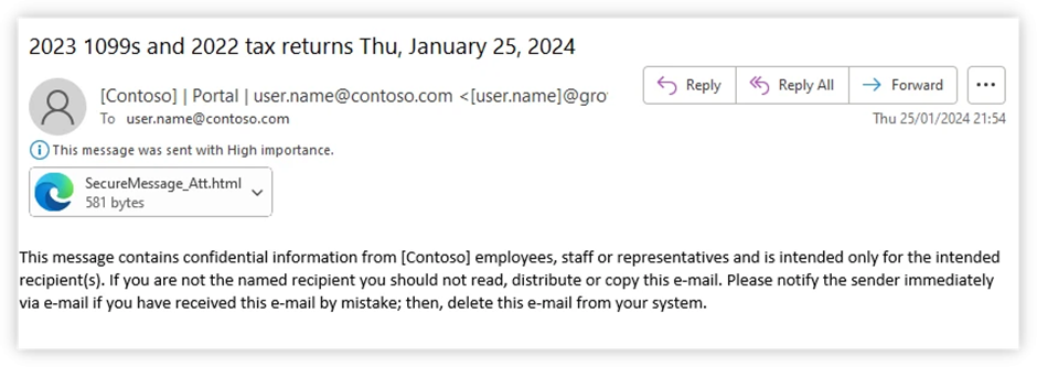 Phishing emails using tax lures
