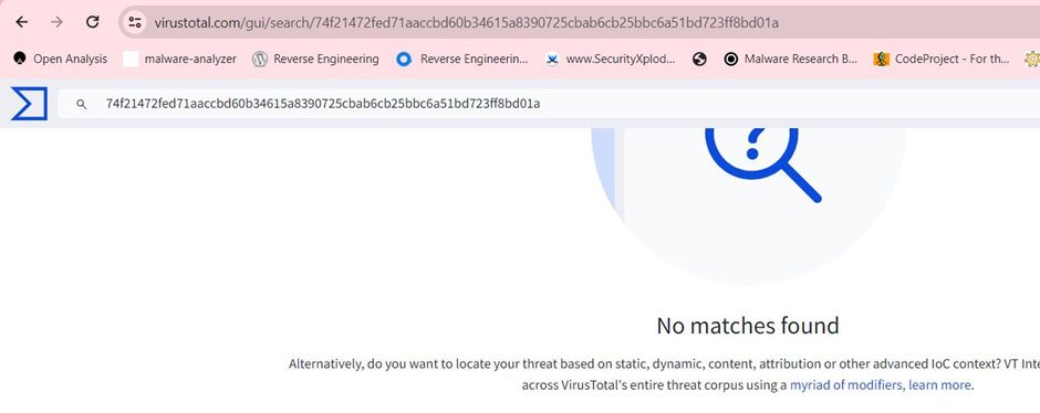 File is not available on VirusTotal